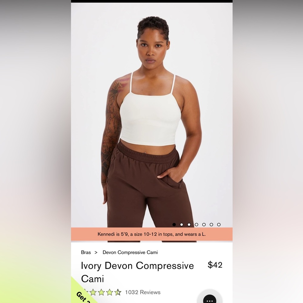 Girlfriend collective Ivory Devon Compressive Cami